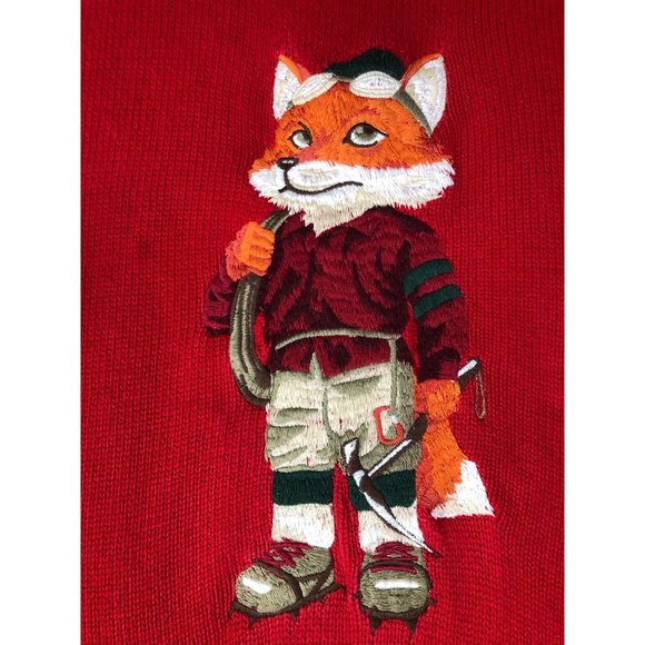 AKOO & CO No.21 Live full Live well embroidered Climber Fox red Men's sweater - Picture 3 of 16